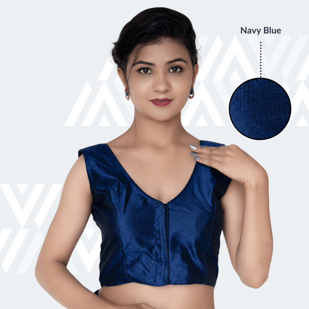 Prisha - Navy blue poly silk blouse