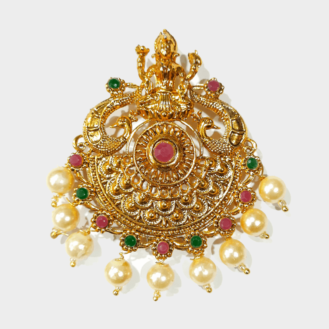 Laxmi pendant with pearls antic gold ( 60x50 mm)