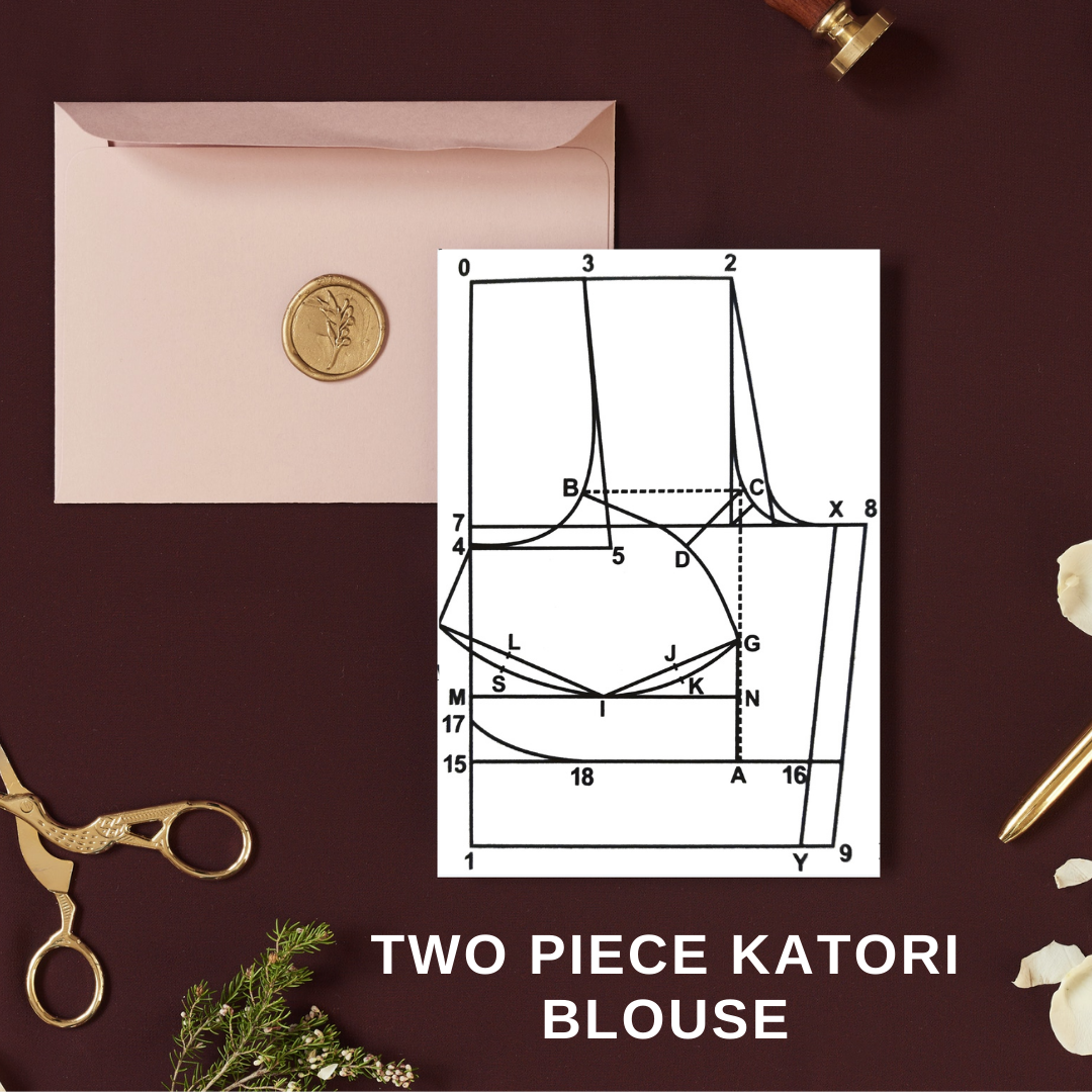 Two piece katori blouse ready paper cutting kit