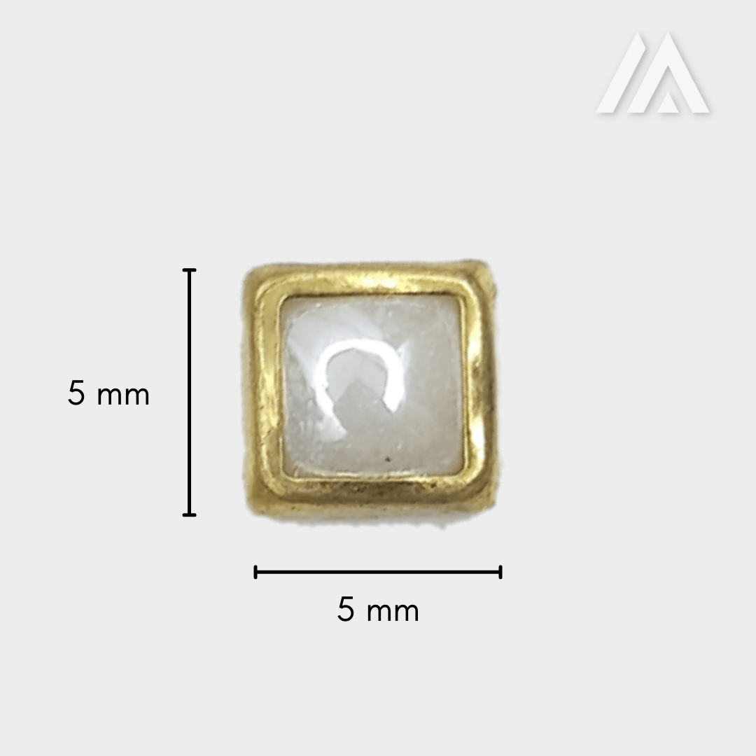 Golden border white marble square shape kundan
