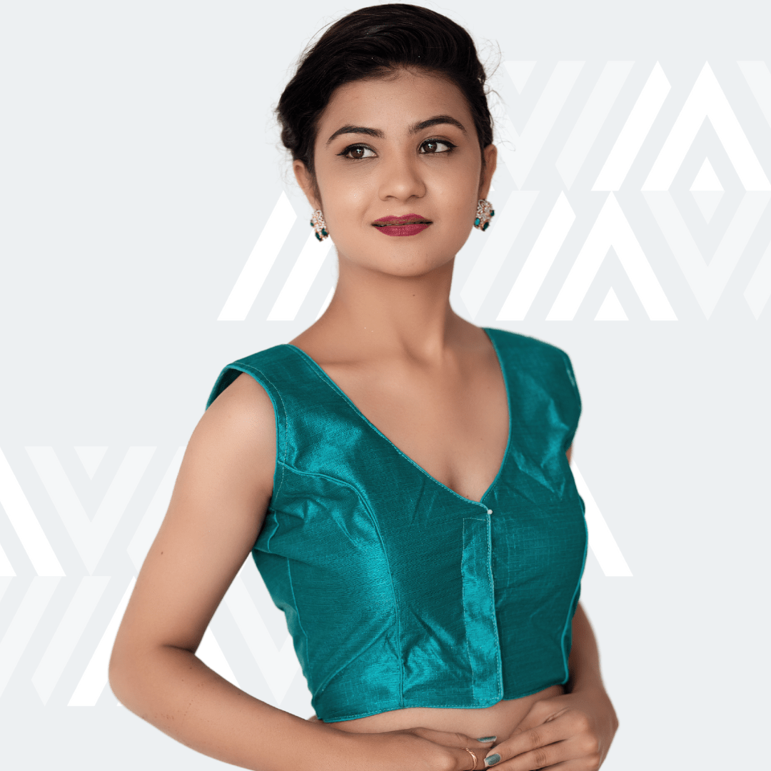 Prisha - Rama green poly silk blouse