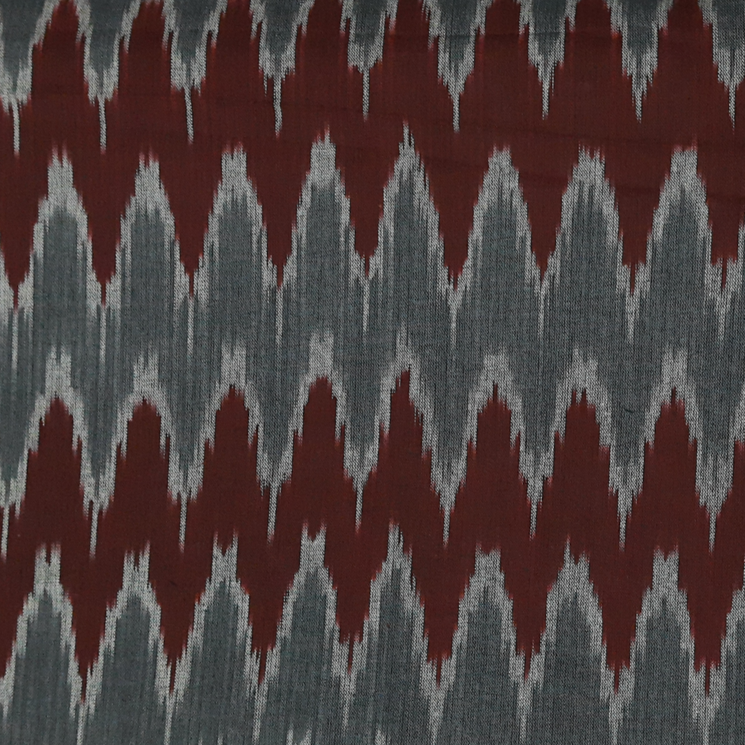 Ikat - Grey & marun zig zag pattern handloom cotton Ikat - Grey & marun zig zag pattern handloom cotton