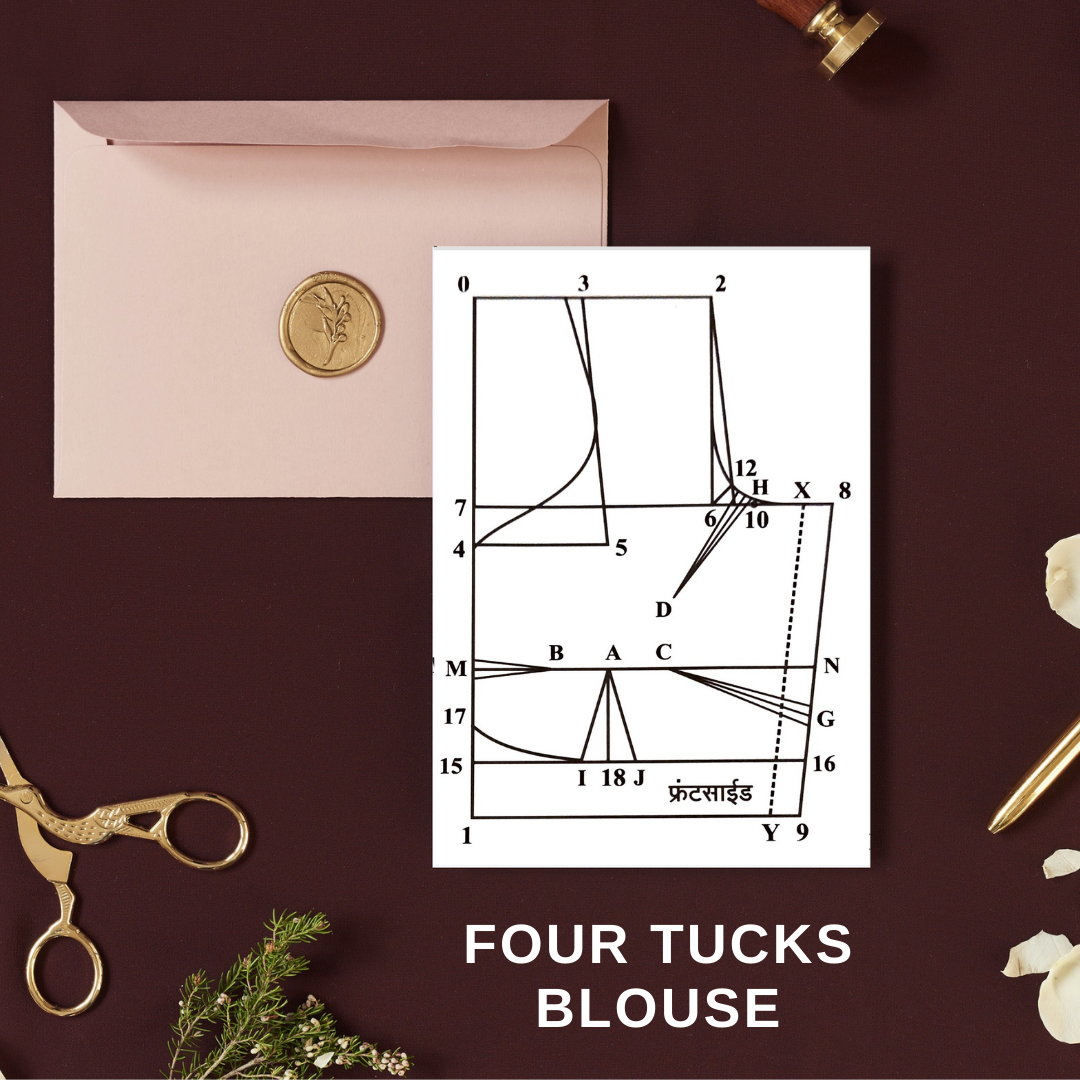 Four tucks blouse ready paper cutting kit