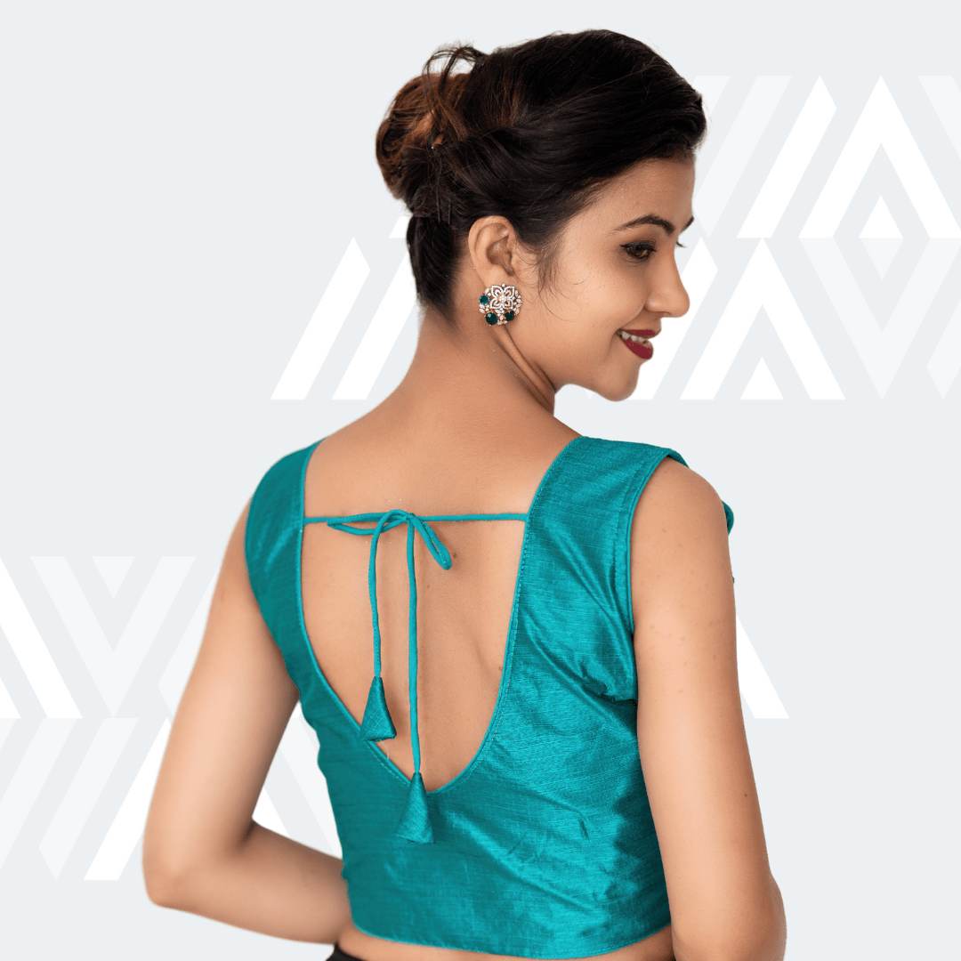 Prisha - Rama green poly silk blouse