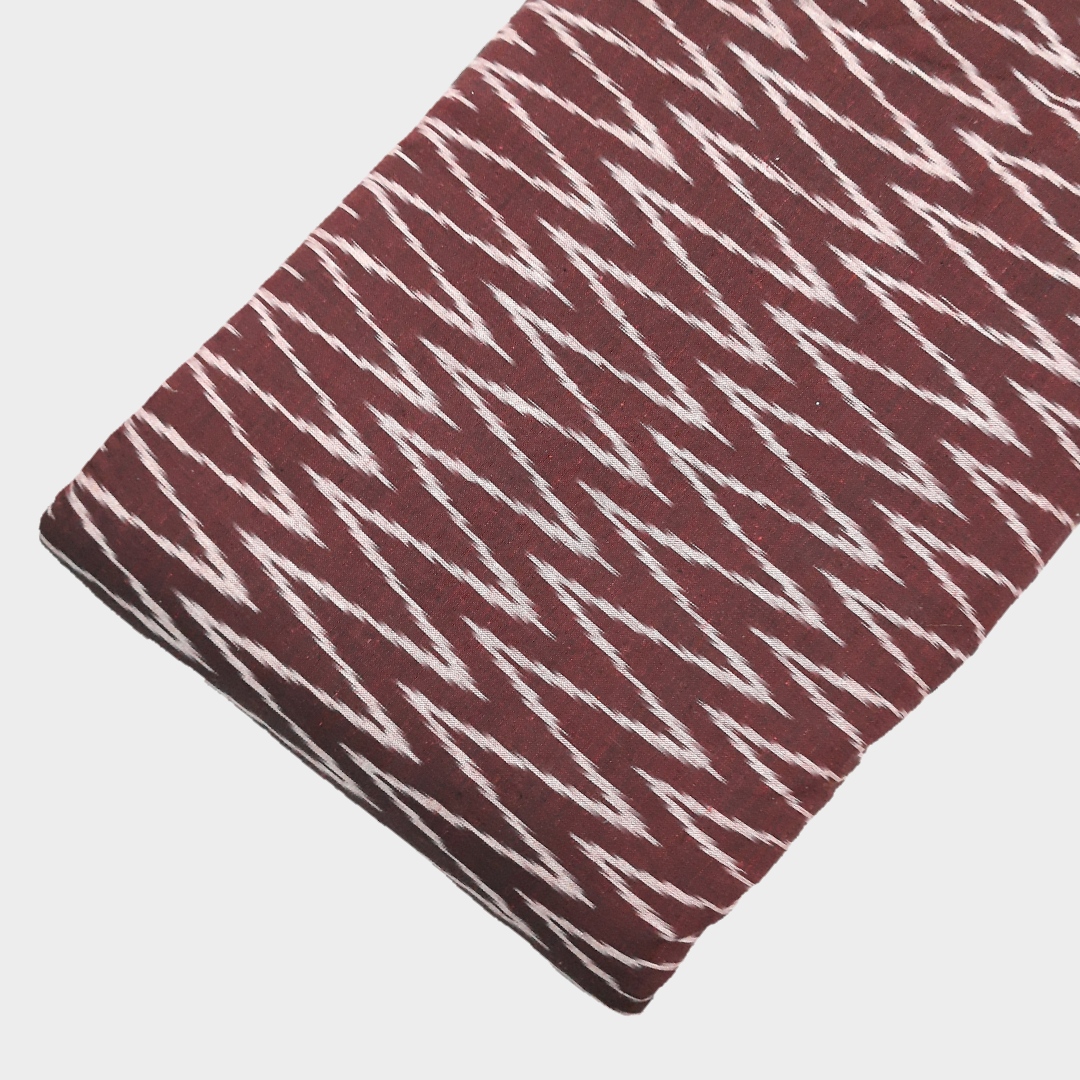 Ikat - marun zigzag pattern handloom cotton