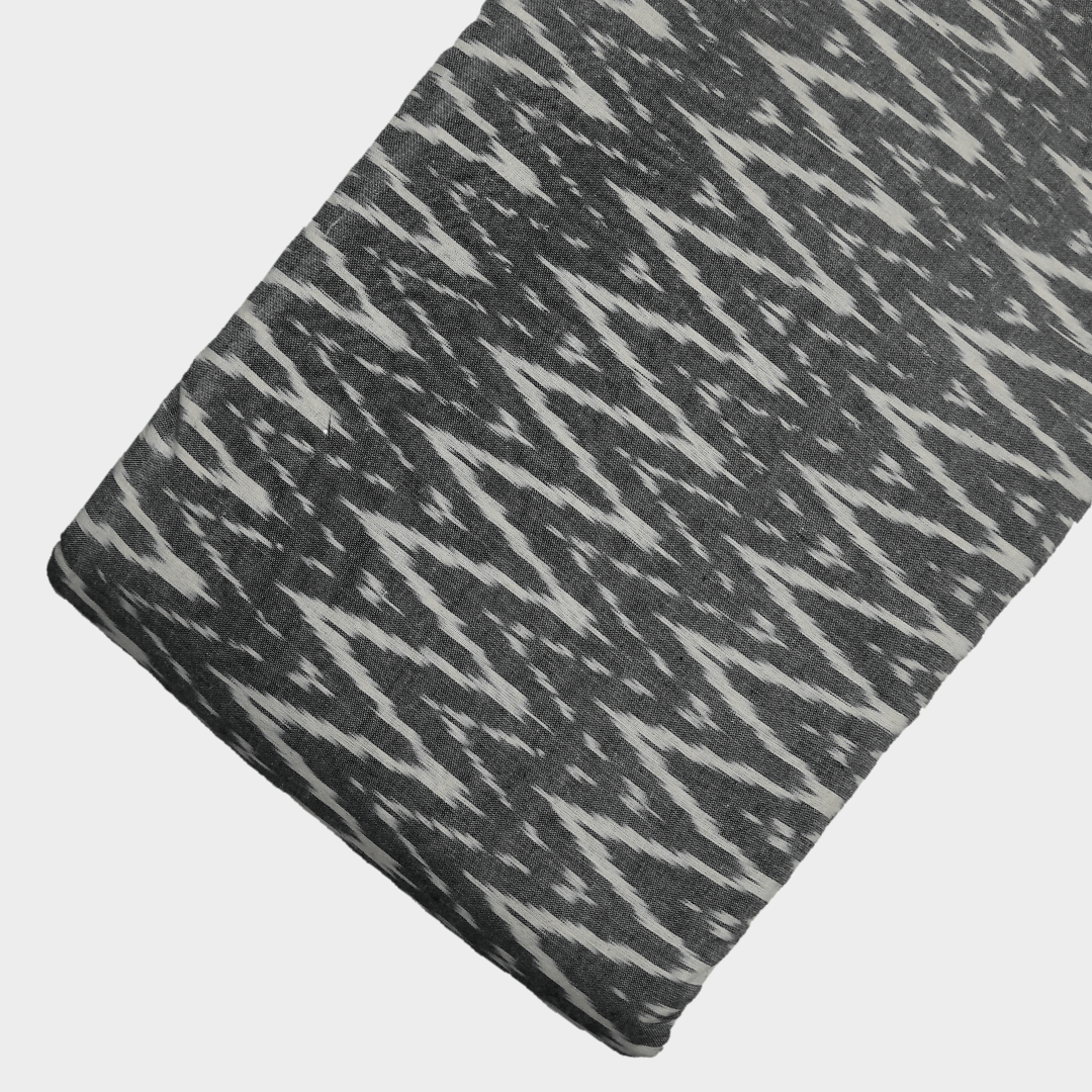 Ikat - Grey & white zigzag pattern hand loom cotton