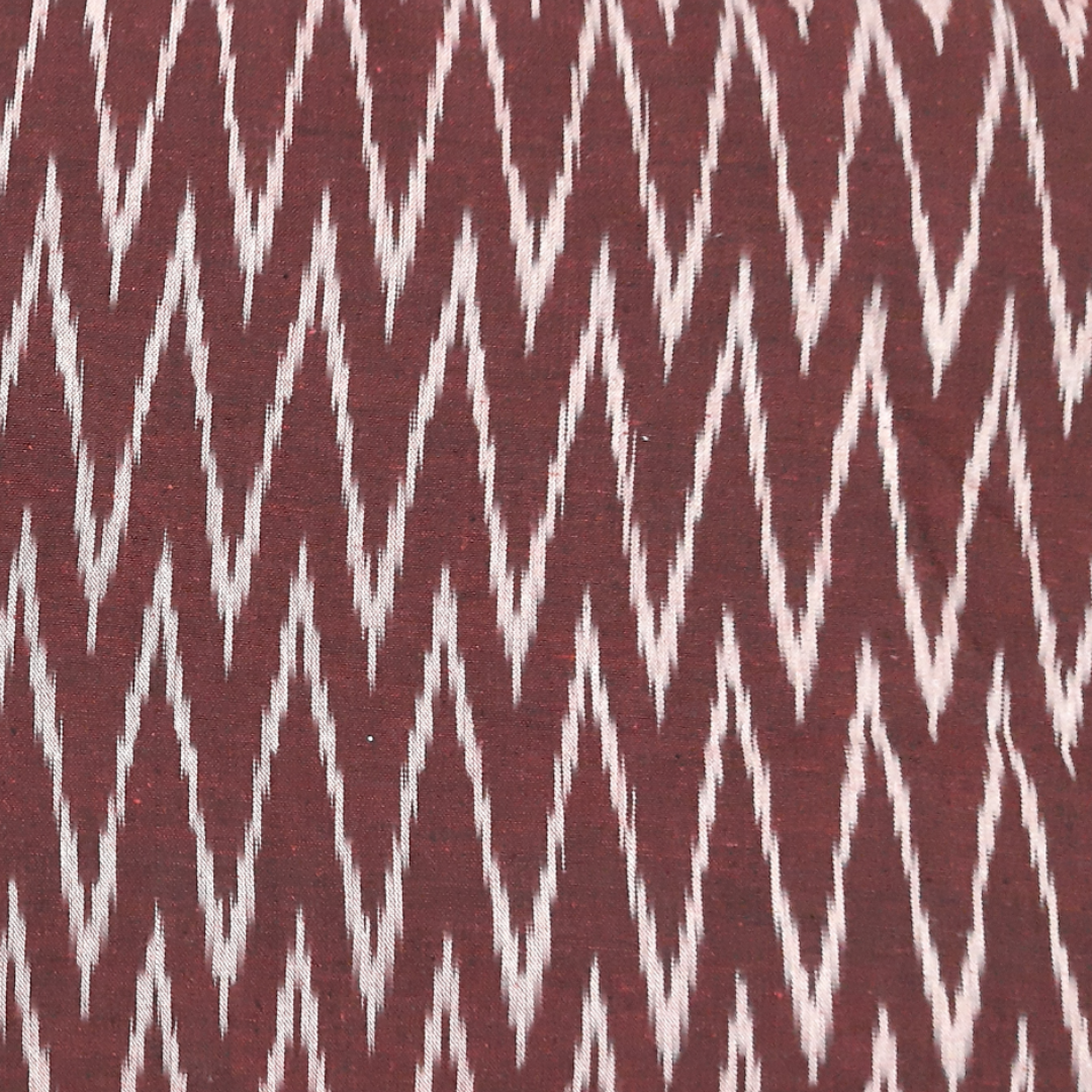 Ikat - marun zigzag pattern handloom cotton