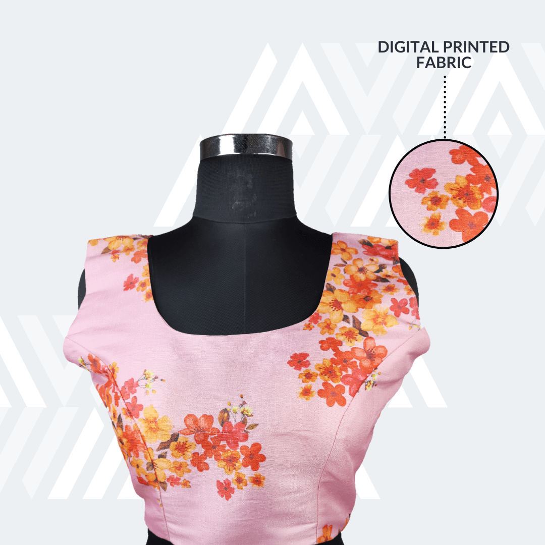 Digital printed readymade Blouse (Baby Pink)
