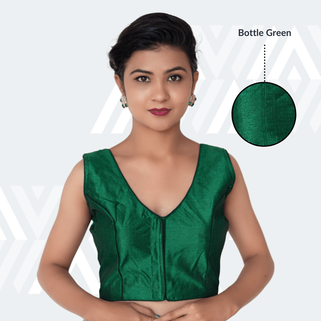 Prisha - Bottle green poly silk blouse