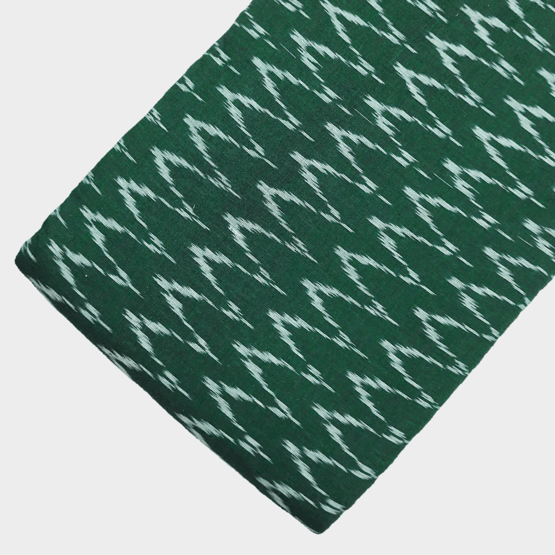 Ikat - Bottle green zigzag pattern hand loom cotton Ikat - Bottle green zigzag pattern hand loom cotton