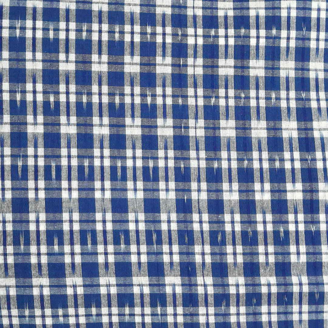 Ikat - blue checks pattern handloom cotton Ikat - blue checks pattern handloom cotton