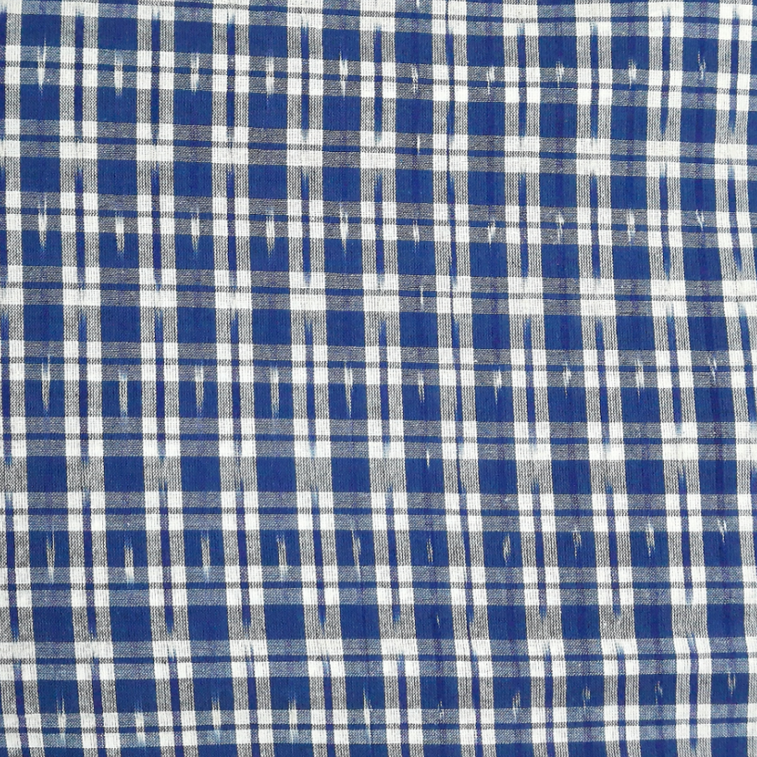 Ikat - blue checks pattern handloom cotton