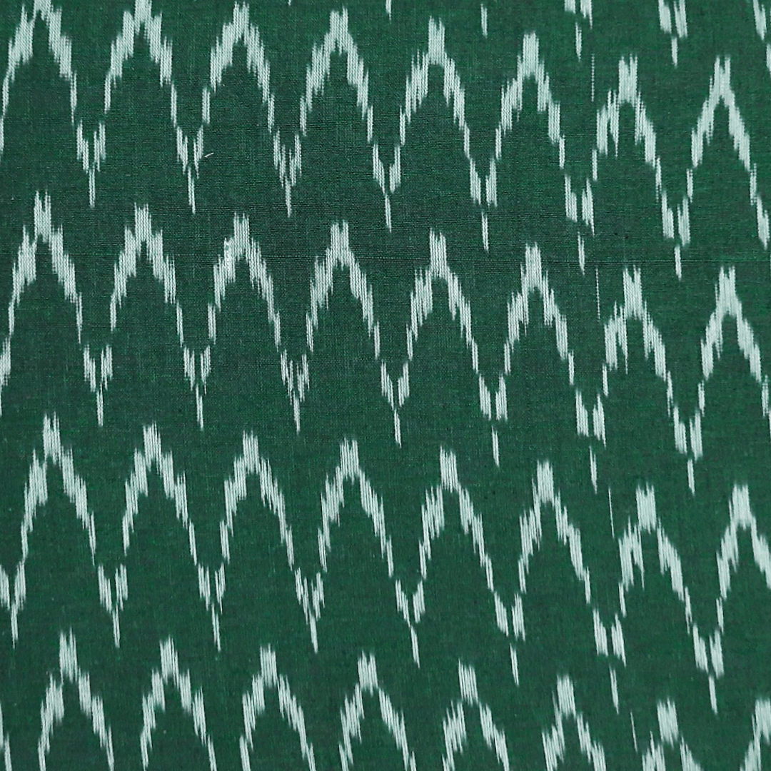 Ikat - Bottle green zigzag pattern hand loom cotton Ikat - Bottle green zigzag pattern hand loom cotton