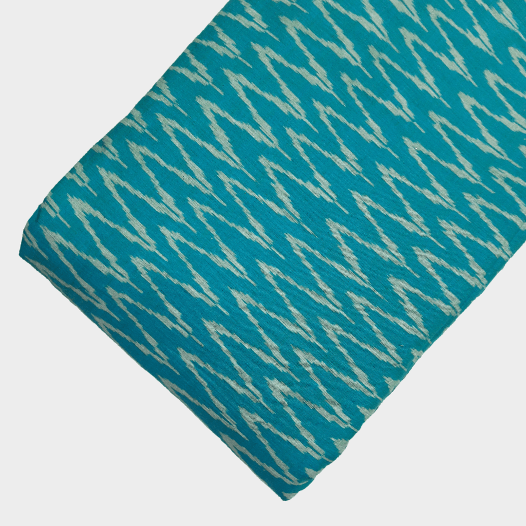 Ikat - Sky blue zigzag pattern handloom cotton
