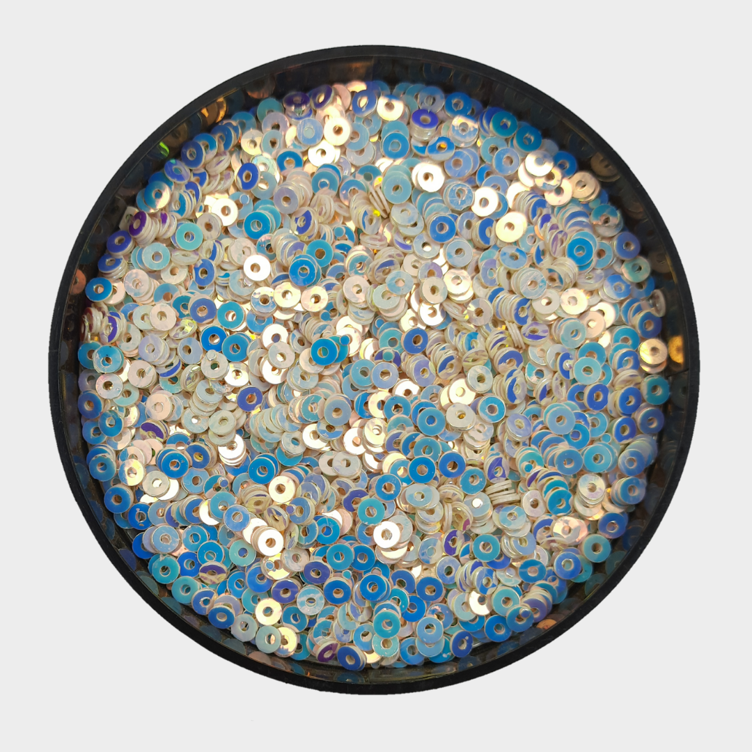 Sequins - Multi tone Off White & Blue 3mm