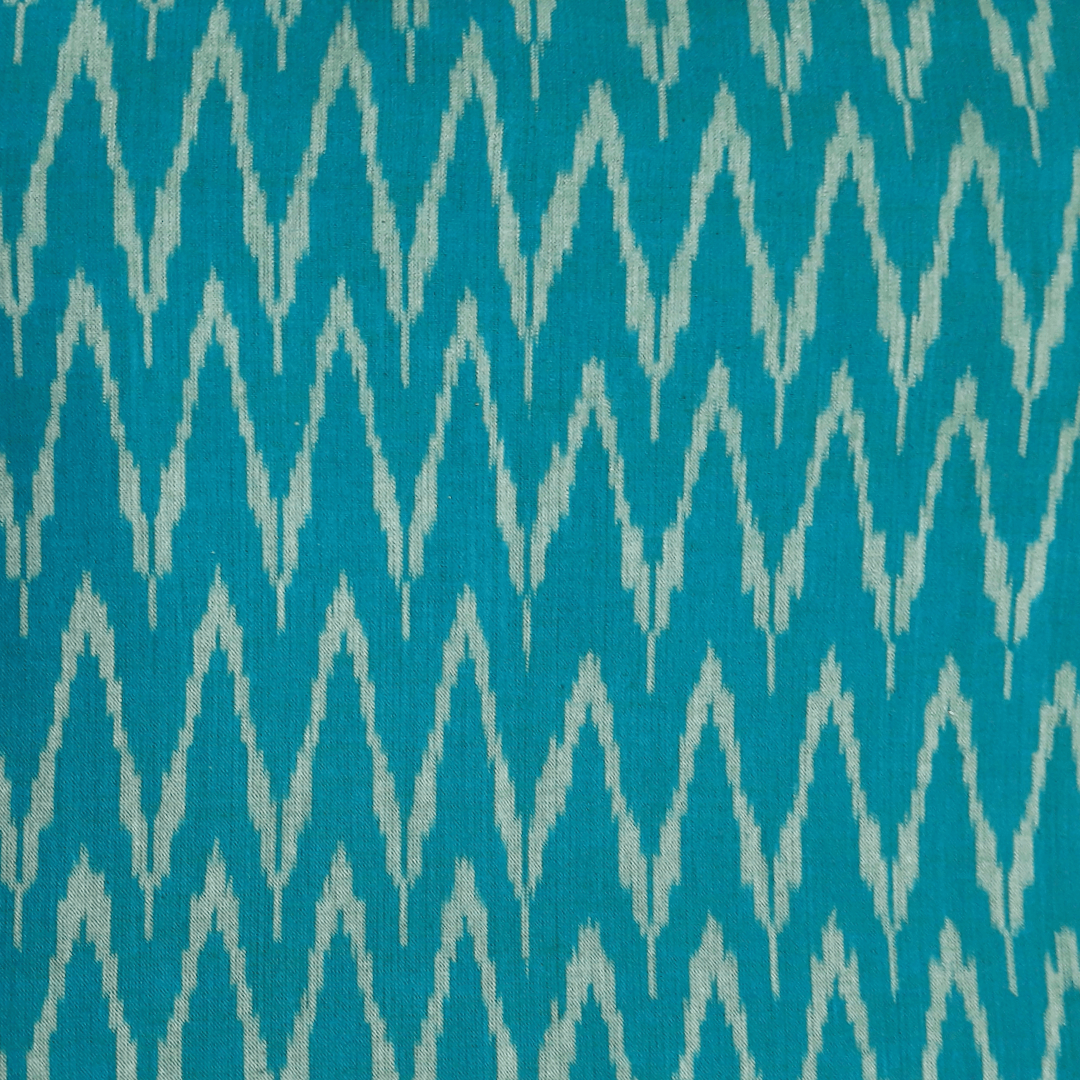 Ikat - Sky blue zigzag pattern handloom cotton
