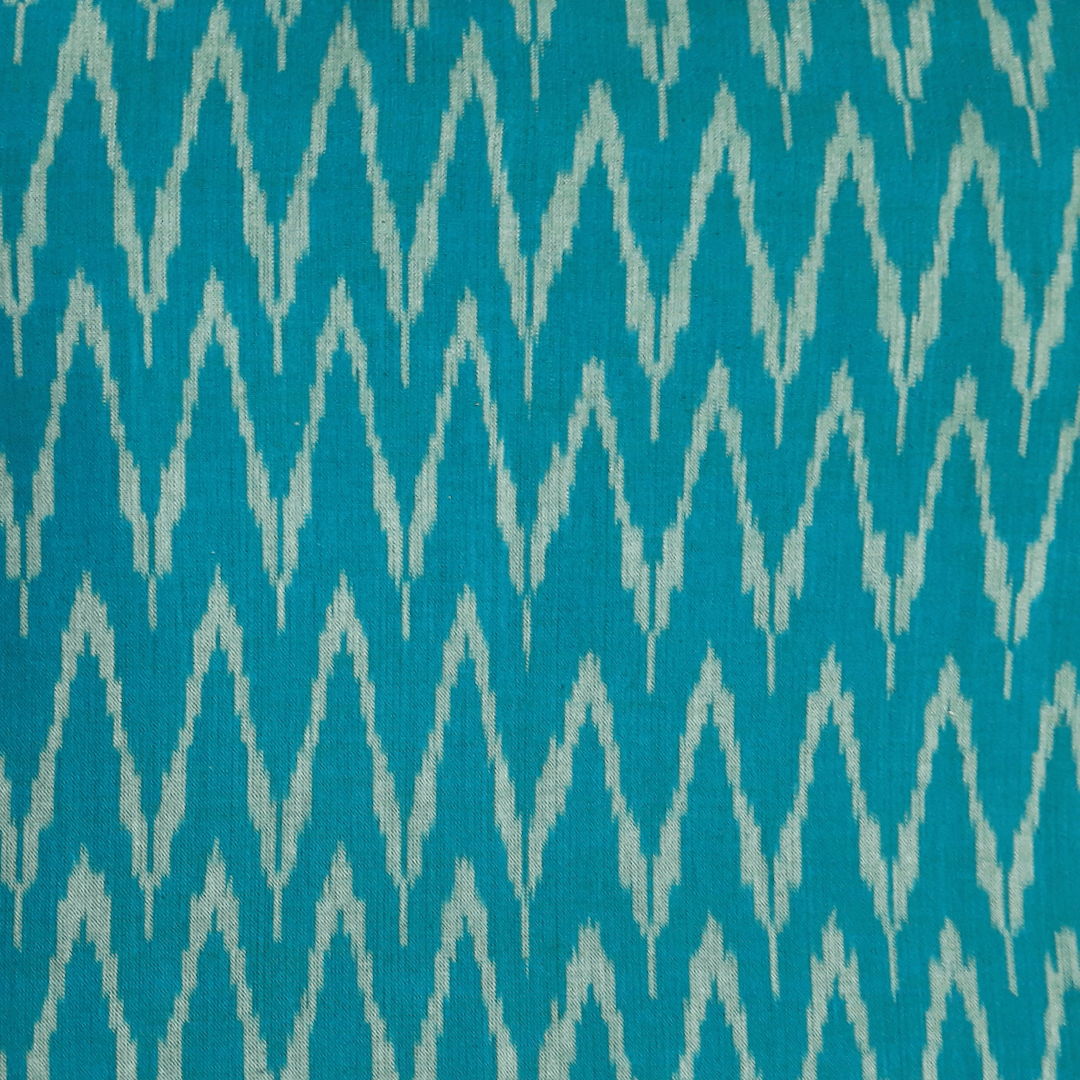 Ikat - Sky blue zigzag pattern handloom cotton Ikat - Sky blue zigzag pattern handloom cotton
