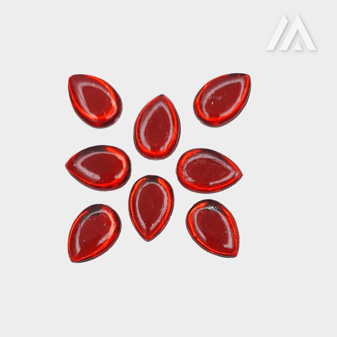 Red translucent drop shape kundan