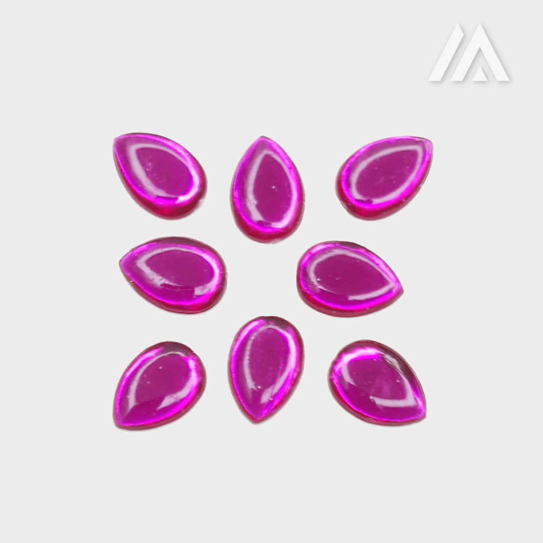 Deep pink (rani) translucent drop shape kundan