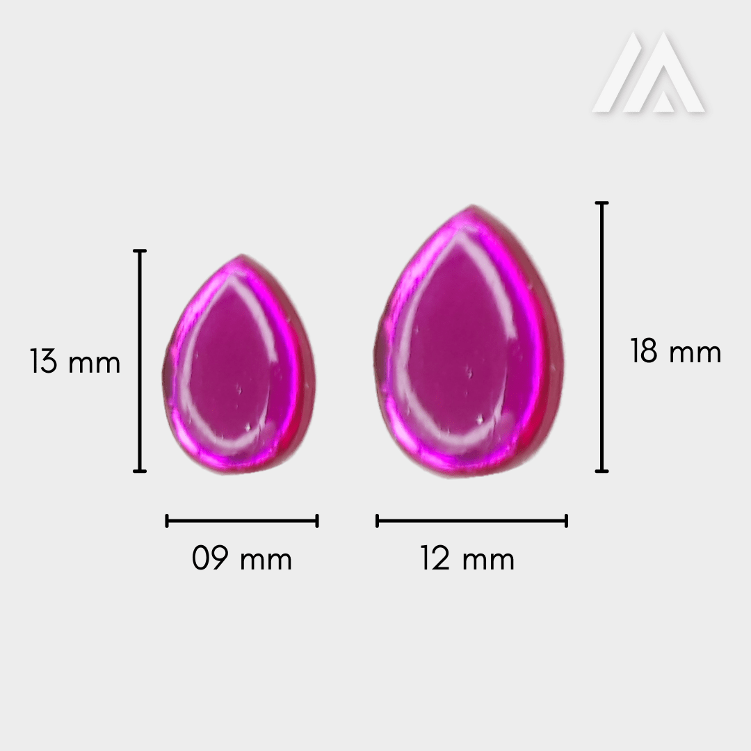 Deep pink (rani) translucent drop shape kundan