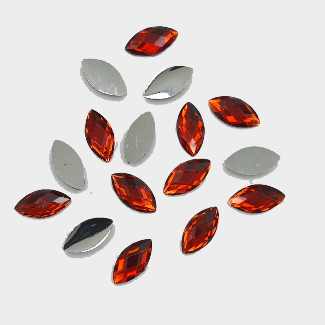 kundan - Red translucent diamond cut petal shape