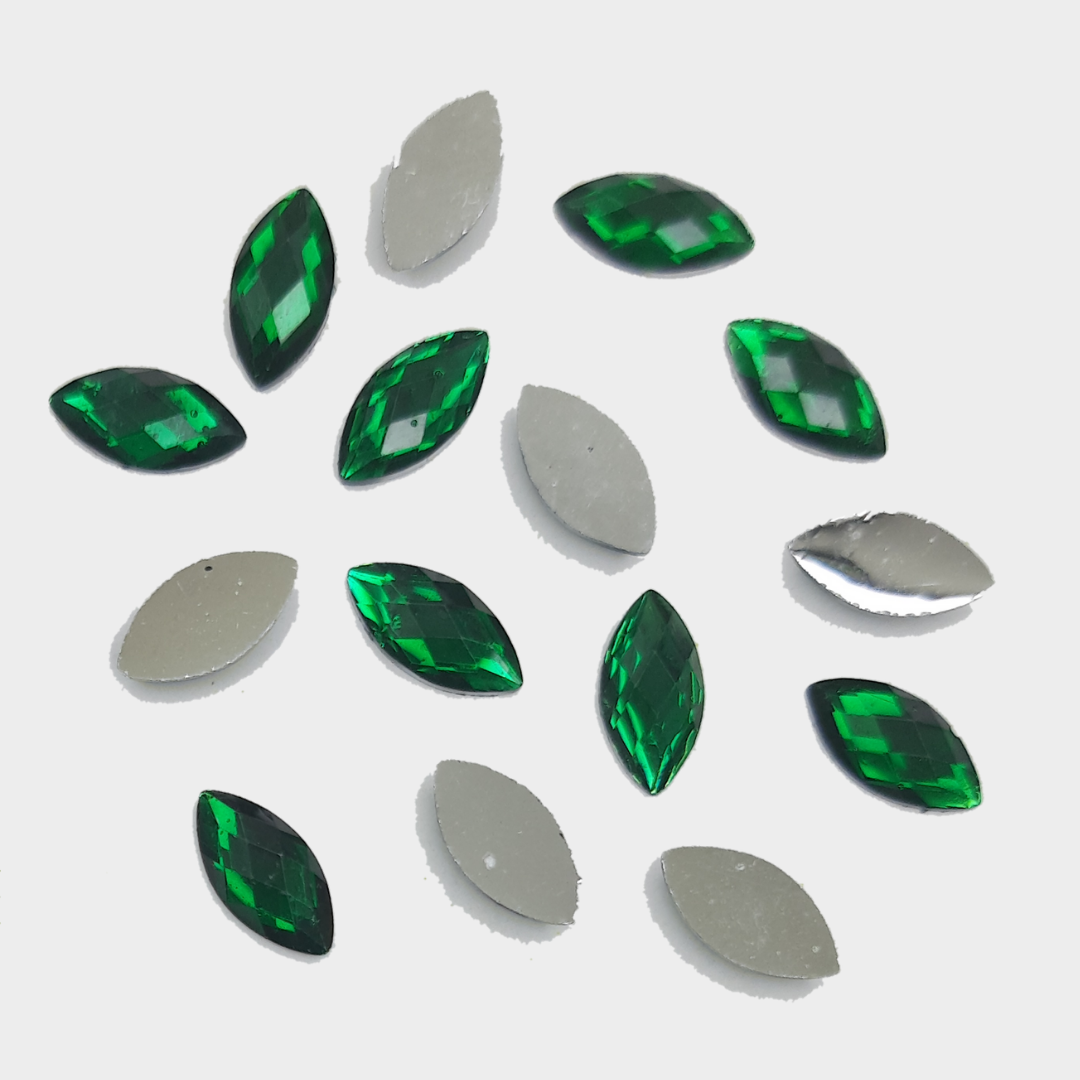 kundan - Green translucent diamond cut petal shape