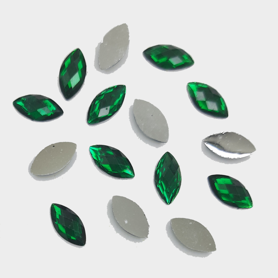 kundan - Green translucent diamond cut petal shape kundan - Green translucent diamond cut petal shape