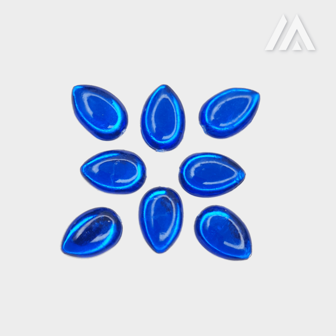Royal blue translucent drop shape kundan