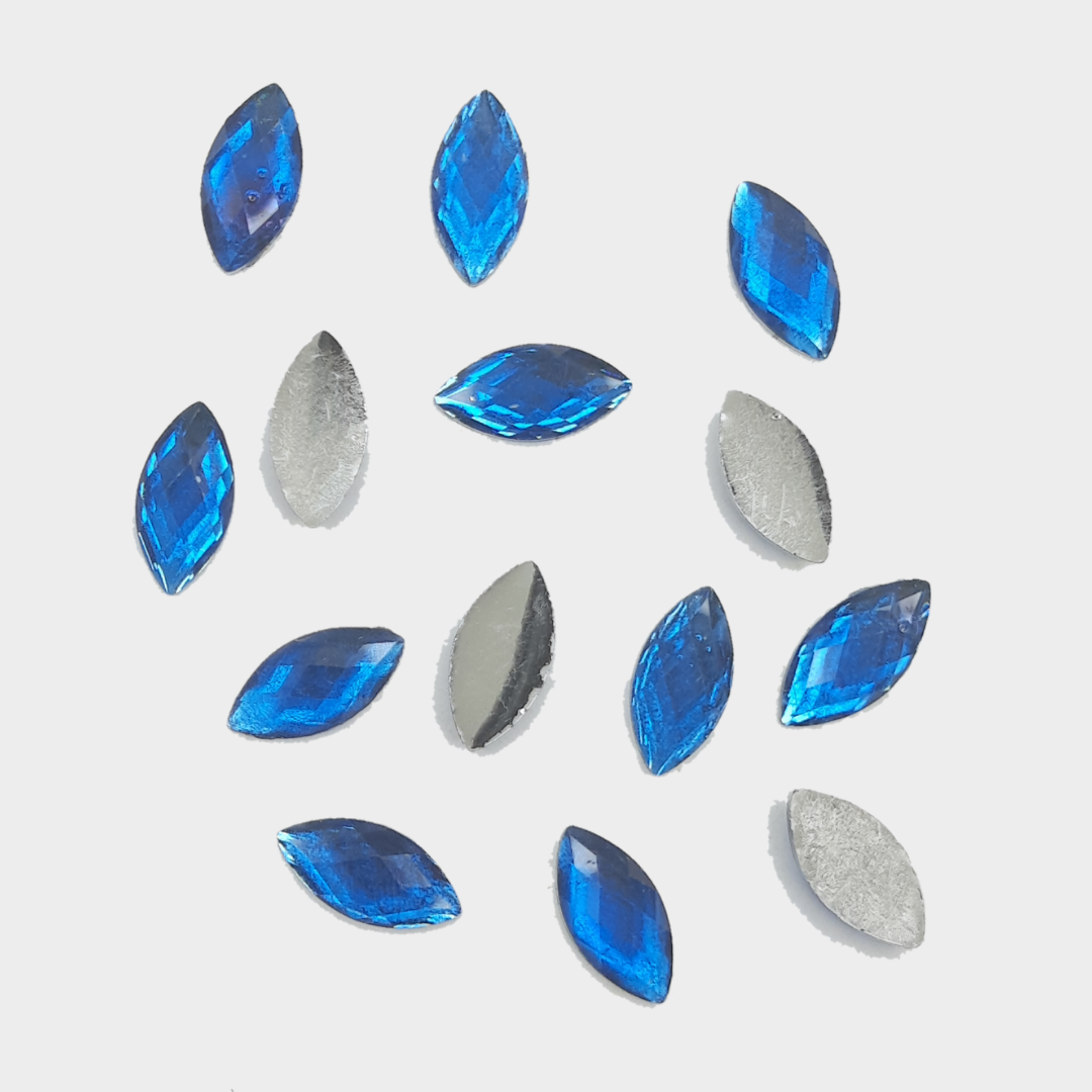 Kundan - Blue translucent diamond cut petal shape Kundan - Blue translucent diamond cut petal shape