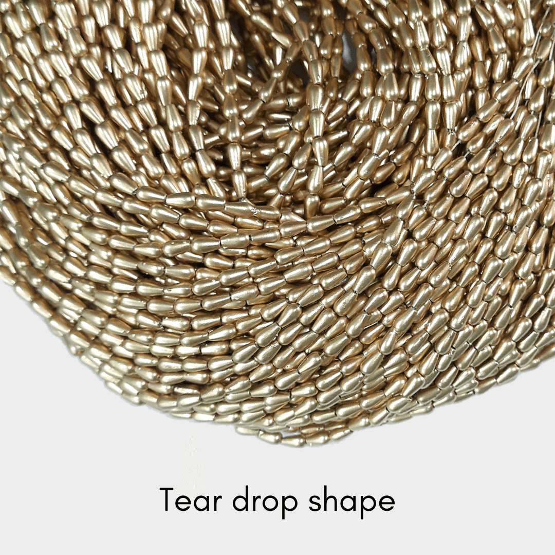 Moti bead - Tear drop shape golden (mala) Moti bead - Tear drop shape golden (mala)