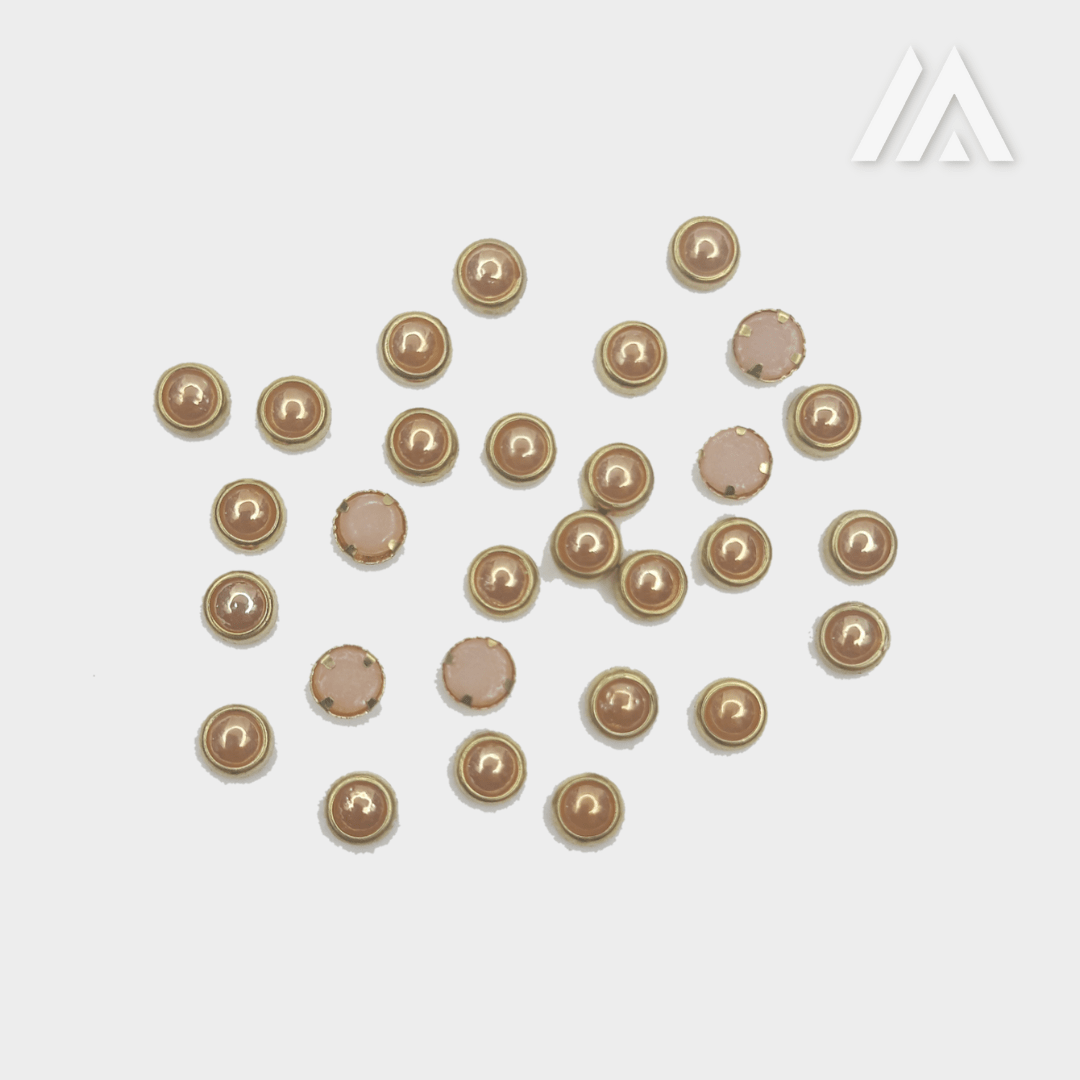 Golden border peach marble round shape kundan Golden border peach marble round shape kundan
