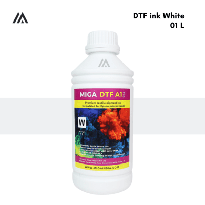 Miga A1 Pro DTF textile pigment ink (01 Liter) for Epson i3200 & 4720 printer heads White
