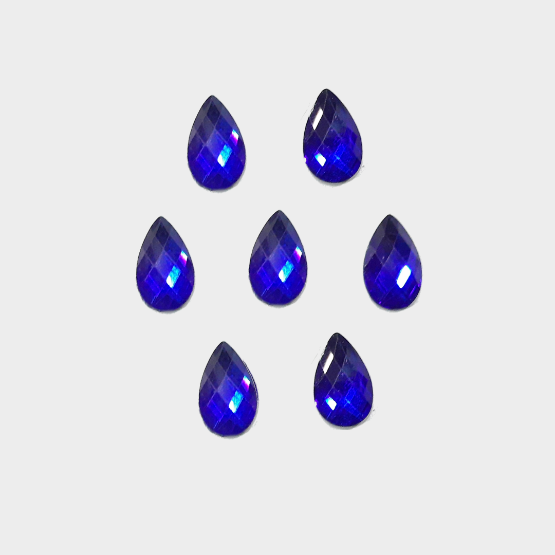 Royal blue diamond cut drop shape kundan