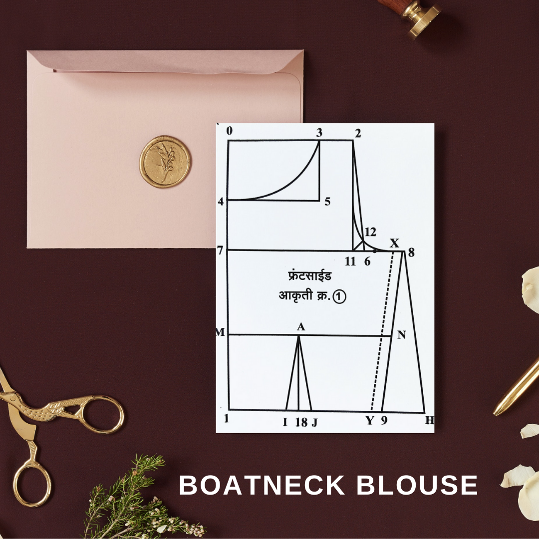 Boatneck blouse ready paper cutting kit